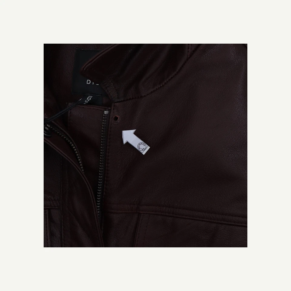 River Island Womens Red Leather Bomber Jacket Size 12 - Image 3 of 4