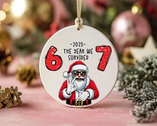Funny Santa Christmas Ornament – Viral 6 7 Meme Holiday Gift