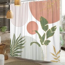 Mid Century Boho Shower Curtain, Abstract Modern Sun Minimalist Aesthetic Sho...