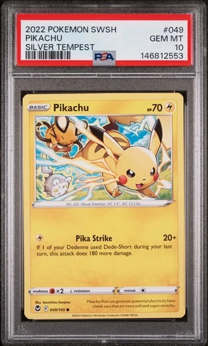 Pokemon 2022 Pikachu 049/195 Silver Tempest GEM MINT PSA 10