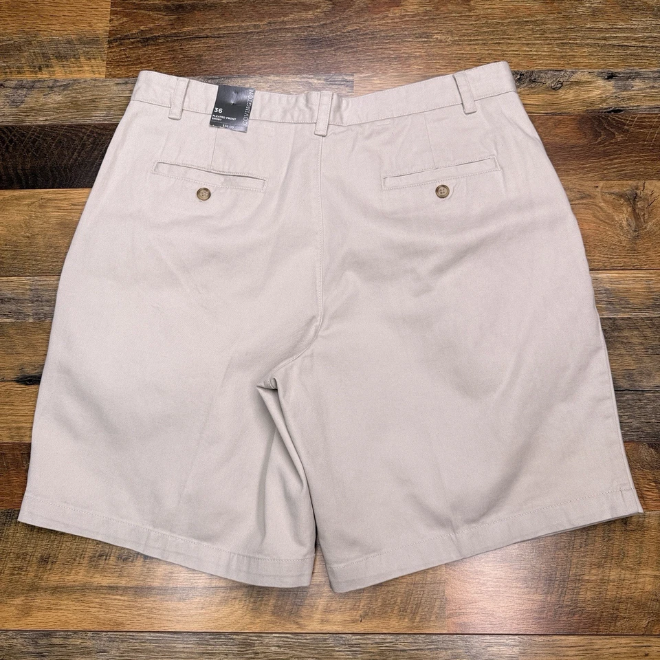 Pantalones Cortos Covington Plisados Frontales Para Hombre 36 Beige Tiro Alto Nuevos Foto 2 de 4