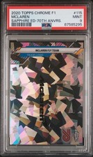 2020 Topps Chrome F1 Sapphire #115 McLaren Team Logo 70th Anniversary /70 PSA 9