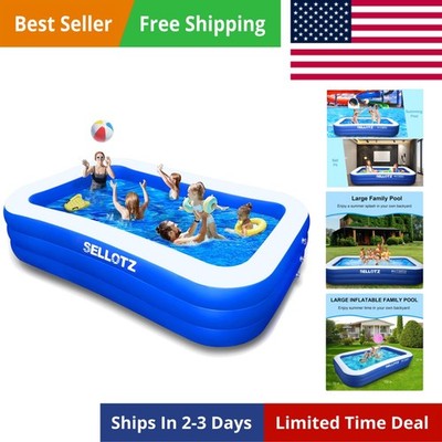 Inflatable Pool for Kids and Adults, 120'' X 72'' X 22'' Oversized Thickened Fam...