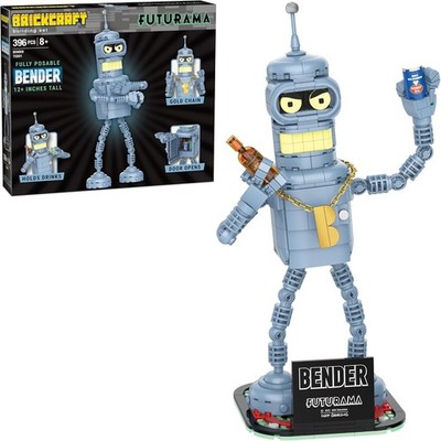 Brickcraft Futurama Bender Brick Building Kit | 396-Piece Posable Robot Figure w