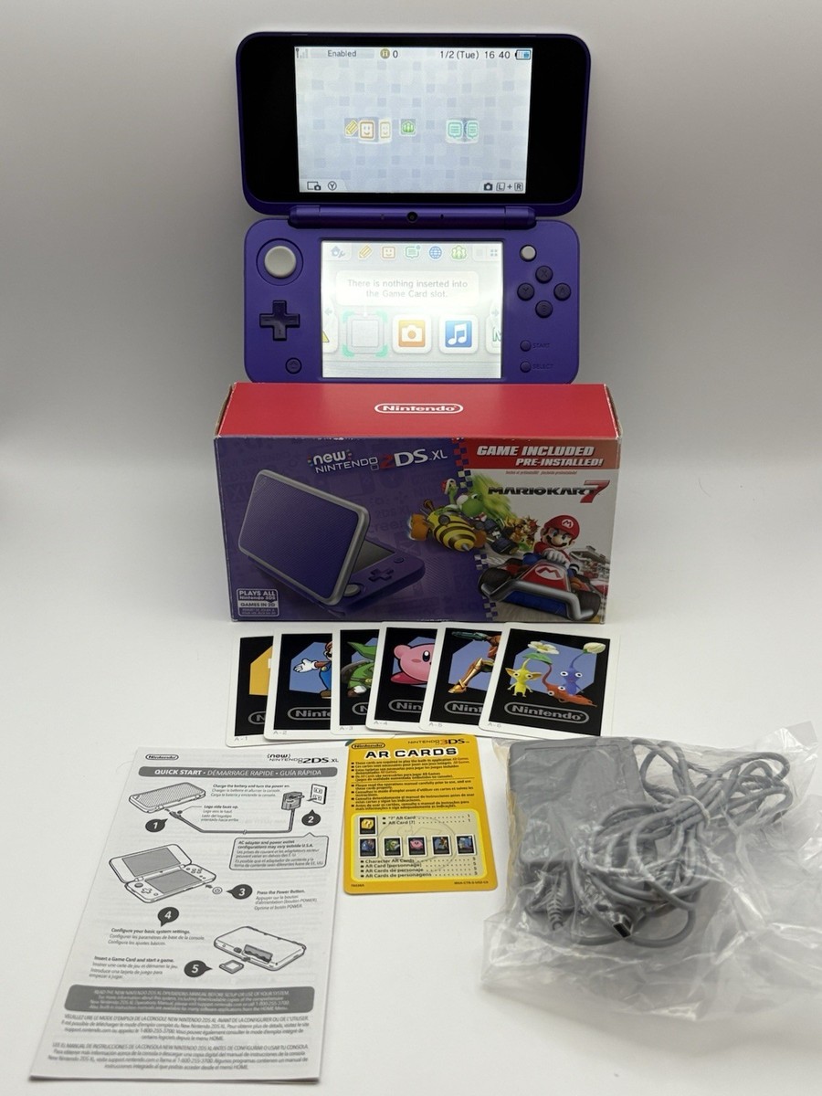 Nintendo 2DS XL Console - Purple/Silver - W/ Box, Stylus