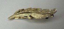 Feather Barrette Hair Clip Gold Tone 2.25  Inch Vintage