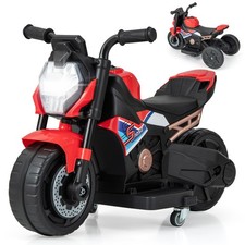 2-in-1 Kids Electric Motorcycle w/Detachable Training Wheels Headlight  Horn