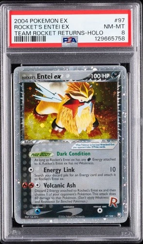 2004 POKEMON EX TEAM ROCKET RETURNS #97 ROCKET'S ENTEI EX-HOLO PSA 8