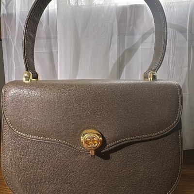 Gucci Interlocking G Brown Grained Leather Handbag