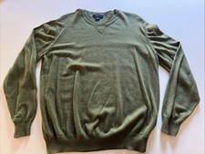 Lands End Men  s Crewneck Pullover Sweater, Cotton/Cashmere Blend, size L, Green