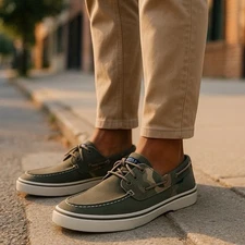 Sperry Halyard 2-Eye Top Sider Boat Shoes Camo Print Canvas Men's 13M