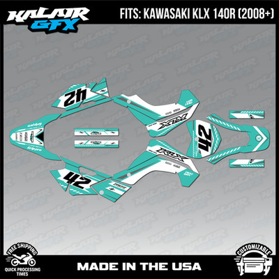 Kalair GFX Graphics Kit for KLX140 2008-2018 and KLX140R 2019+ Lethal - Teal