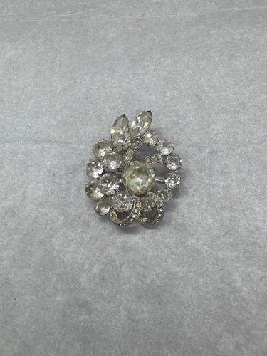 vintage 1950s Eisenberg clear glass crystal rhinestone rhodium-plated silver-