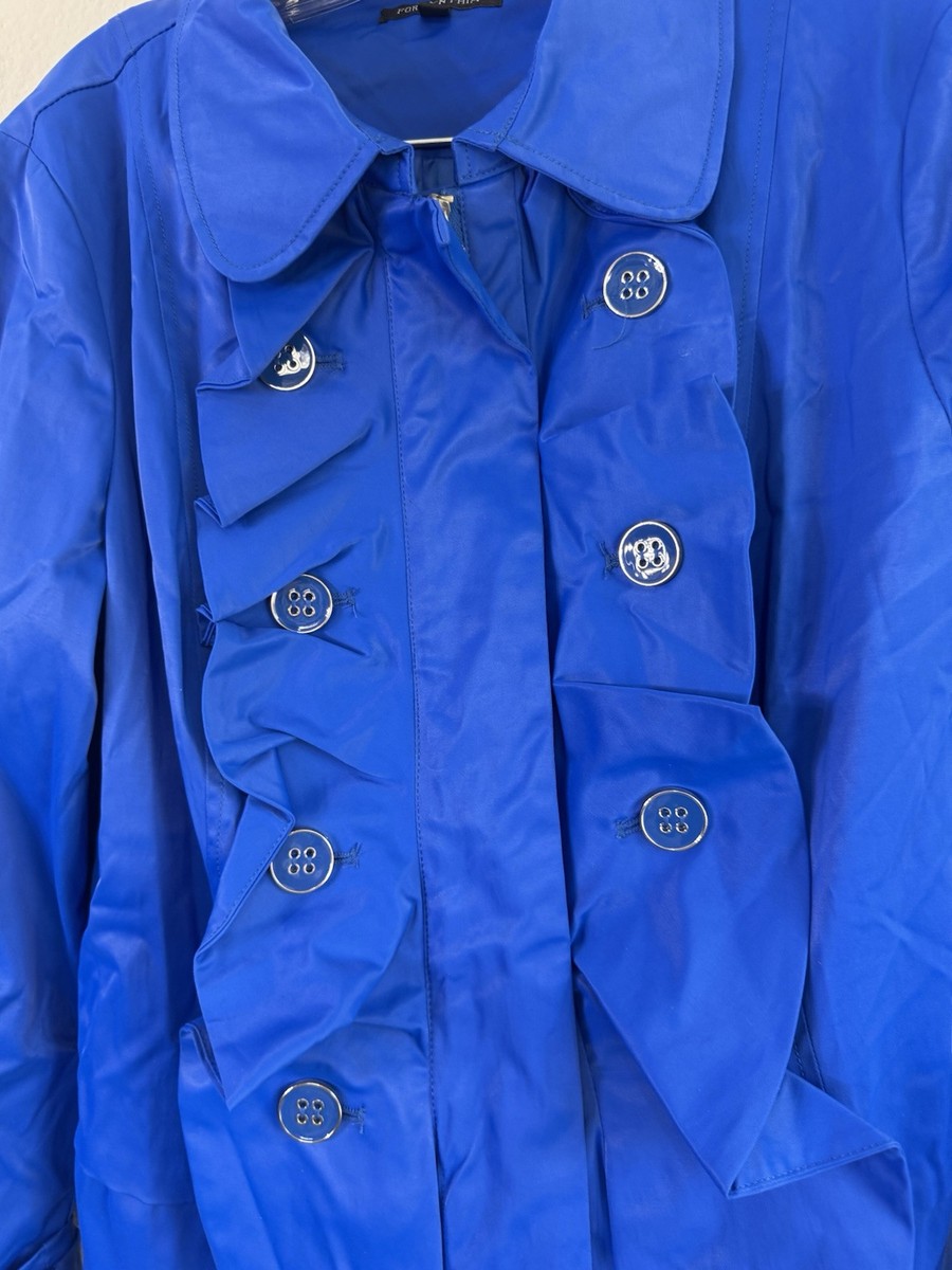 ジャケット・アウター Cynthia For Cynthia Front Zip Faux Buttons Royal Blue Jacket XL | eBay