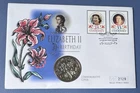 1996 Alderney £5Coin PNC. QEII 70th Birthday. 2 Pictorial Guernsey Stamps. 2129