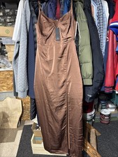 Lulus Elegant Copper Sleeveless XS Dress Side Slit Gown Adjustable Straps
