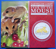 1oz Silber $1 Australien Lunar II Maus 2008 gilded Box Umkarton Zertifikat