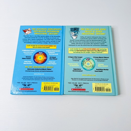 2x Captain Underpants Collector's Edition First + Second Hardcover Book Lot CD - Foto 2 di 10