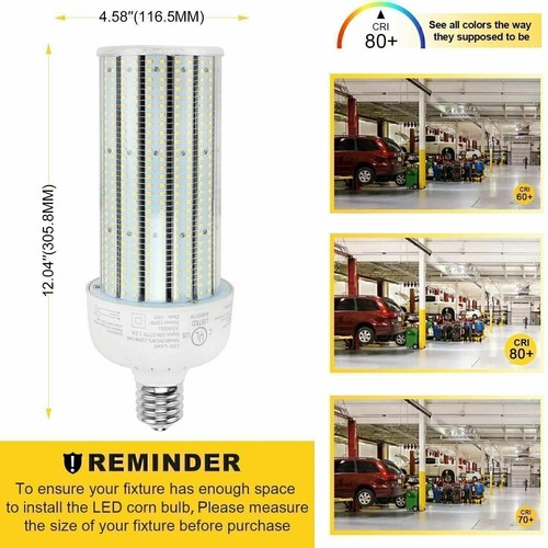 120W LED Corn Light Bulb Retrofit Parking Lot Workshop High Bay Lights 6000K DLC - Picture 2 of 12
