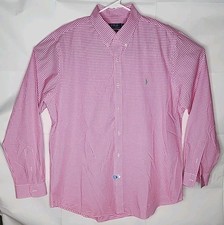 Polo Ralph Lauren Button Down Classic Fit Dress Shirt Mens XL Pink White Check