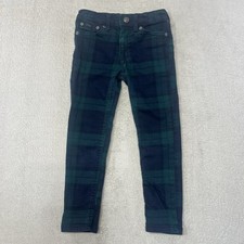 POLO RALPH LAUREN Tompkins Skinny Jeans Girls 4T High Rise Green Tartan Plaid