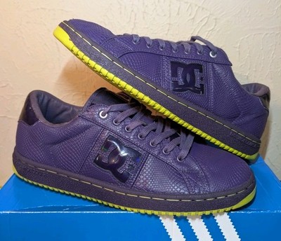 2007 DC Shoes Striker TE Model Men's US 12 Purple/Lime Y2K Vintage Skate Trainer
