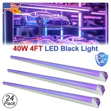 24 Pack 4FT 40W UV LED Black Light Fixture T8 Linkable Stage Lighting Club D cor