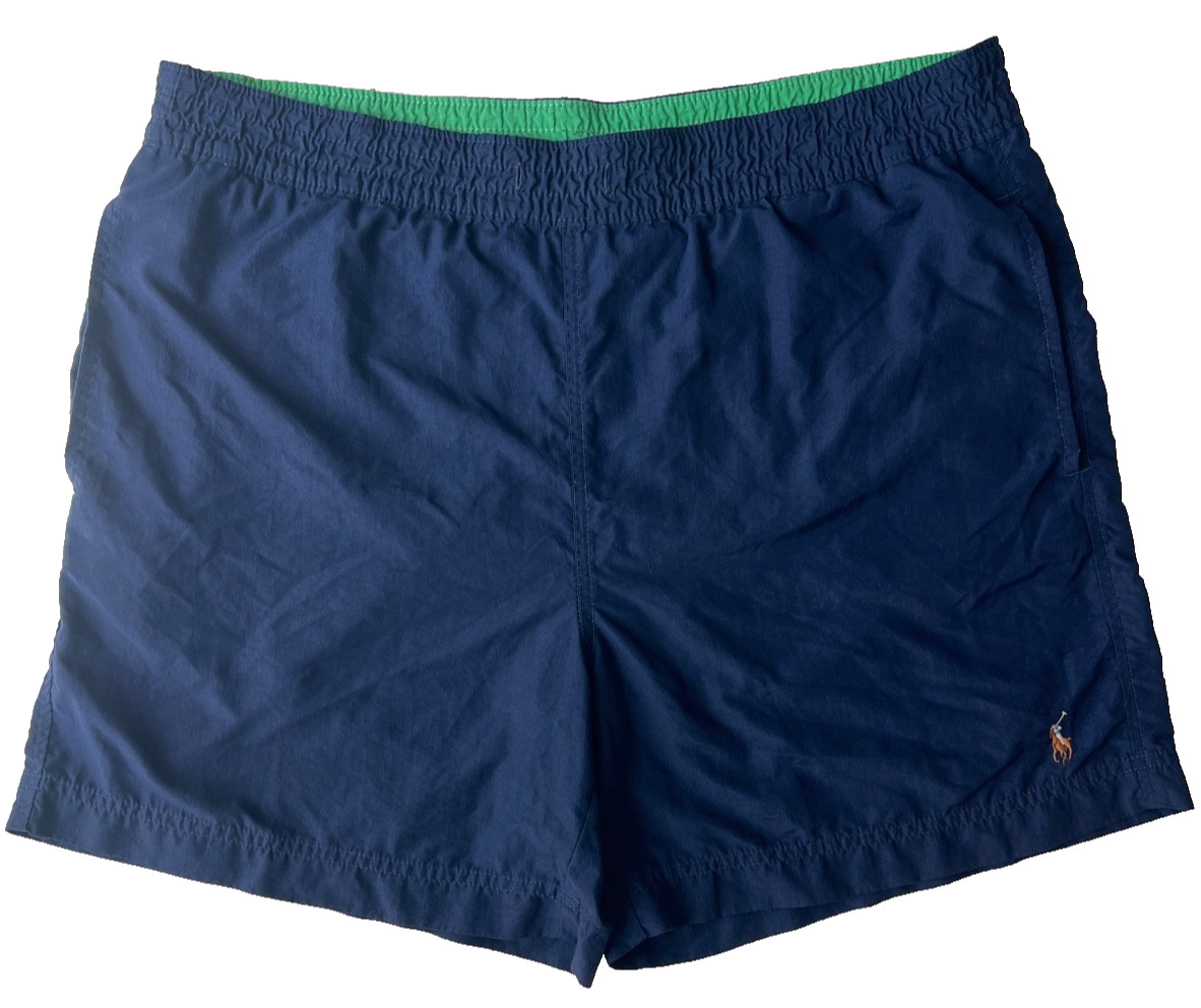 Polo Ralph Lauren Shorts Swim Trunks Mens S Navy Blue Green Multicolor Pony Logo