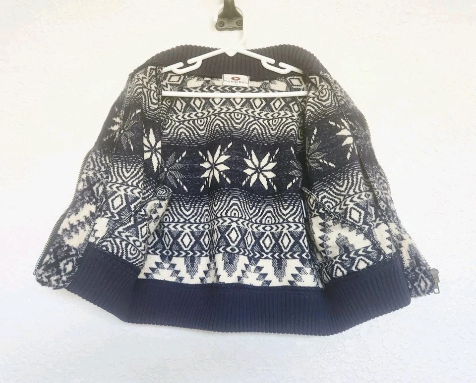 RARE Dog Pet Sweater Winter Coat, Fuzzy Snowflake Print, Navy Blue White, Medium - Image 4 of 4