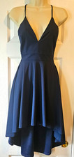 Windsor Navy Lace V-Neck Hi-Low Fit & Flare Cutout Back Dress S