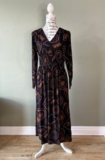White Stuff Edie Maxi Dress Size 10 Abstract Floral Black Brown Pink VGC RRP £85