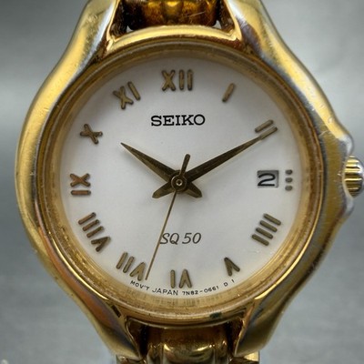 Seiko SQ50 Gold Tone Women\'s Bracelet Watch- needs battery Seiko SQ50 Ladies Vintage Two Tone Wrist Watch 1990 main image 4