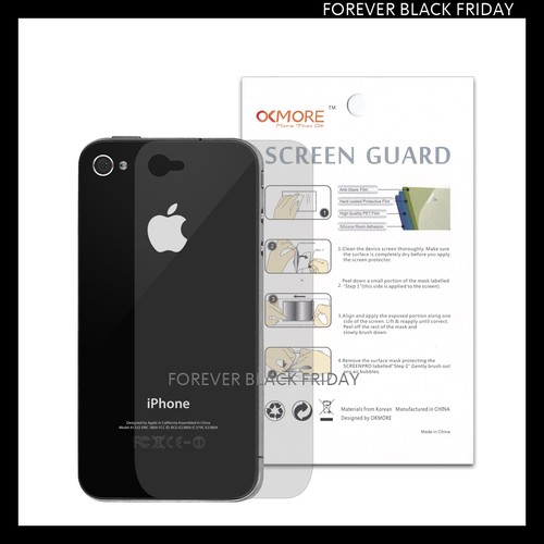 iPhone 4 4S Screen Protector Anti-Glare Matte 3x Front + 1x Back Cover Guard - Picture 3 of 5