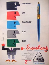 1960 EVERSHARP 615 RETRACTABLE BALLPOINT PEN PRESS AD