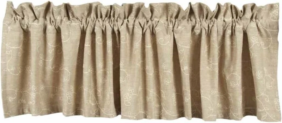 Cenefa bordada de algodón forrada Candlewicking Taupe 72" x 15,5" de Raghu - Nueva Foto 2 de 4