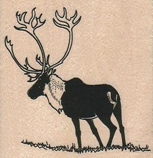 Silhouette Caribou 2 1/2 x 2 1/2" Rubber Stamp, Animal Stamp, Caribou Stamp