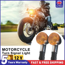 2X Universal Motorcycle Turn Signal Indicators Blinker Amber Light Chrome Metal