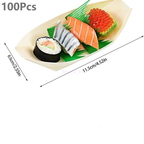 100PCS 2024 Pine Boat Eco Friendly Bamboo Canape Serving Party Plate Catering - Picture 8 of 8