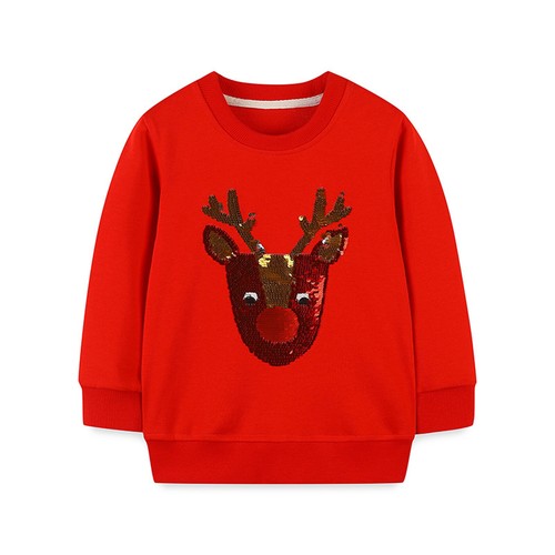 Kids Girls Sweatshirts Baby Tops Party Pullover Long Sleeve Xmas Crewneck Elk - Picture 6 of 32