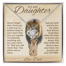To My Daughter Necklace/Gift For Daughter/ Love Dad/ Love Knot Necklace
