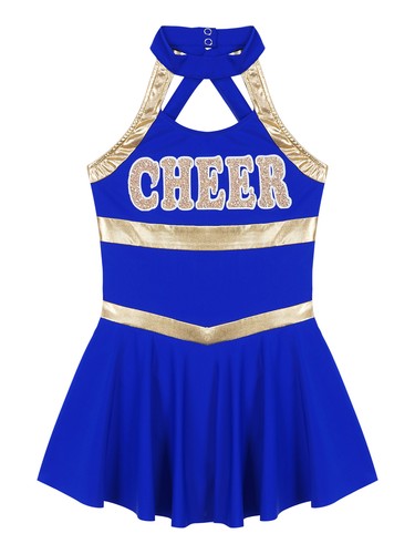 Kids Girls Cheerleading Uniform Sleeveless Dress Cheer Leader Costume AU - Picture 9 of 63