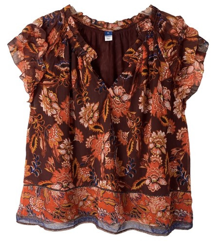 Old Navy Top Womens XL V Neck Short Ruffle Sleeves Floral Print Lined Chiffon - Picture 6 of 20