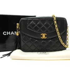 CHANEL CC Diana 22 Matelasse Chain Shoulder Bag Leather Black GHW France M929