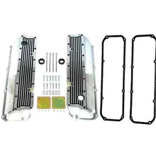 For Ford 351C 351M 400M Polished Finned Black high lights Tall Valve Cover Set