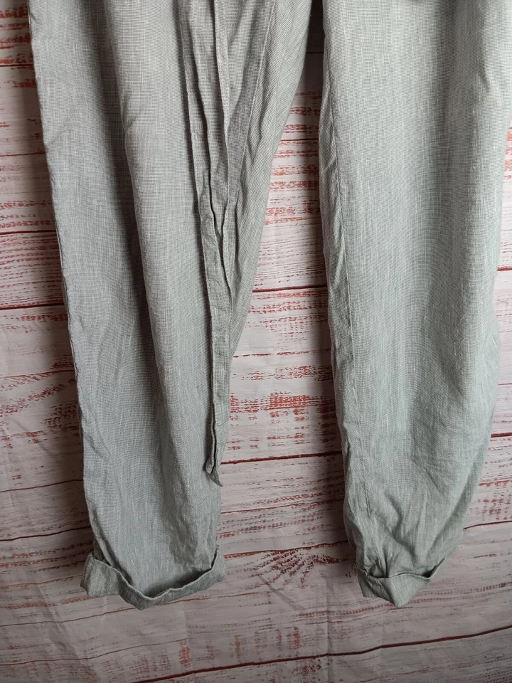 Pantalones Lou & Grey para mujer pequeños grises mezcla de lino informales elásticos Foto 3 de 4