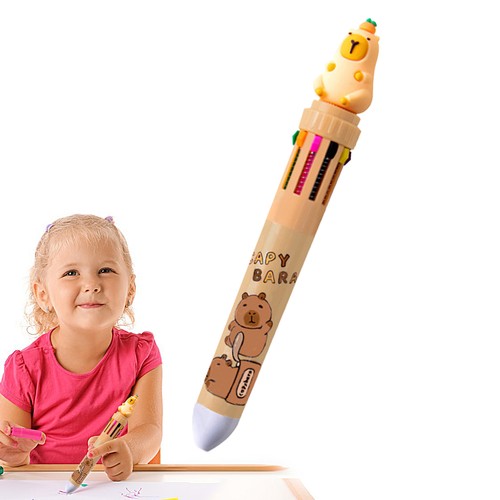 2PCS 10-in-1 Retractable Capybara Pen Multicolor Rollerball Pen For School - Picture 11 of 11