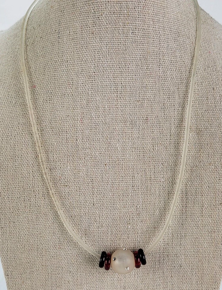 Многоцветный подвеска прозрачный силиконовый шнур ожерелье 18» серебро омар застежка - Изображение 2 из 4