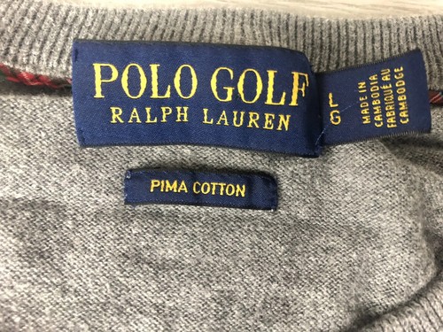 Vintage Polo Golf Ralph Lauren Sweater Lightweight Grey Pima Cotton Mens Size L - Picture 7 of 12
