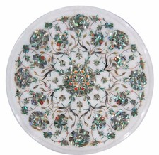 Tavolo In Pietra Semi Preziosa In Marmo 18" Decorativo Per La Casa E Il Giardino