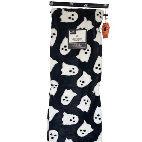 Storehouse Halloween White Ghost Black Soft Faux Fur Throw Blanket Decor 50x70 - Picture 2 of 4